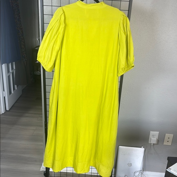 Vibrant Lime and Teal Floral Midi Dress - Picture 5 of 7